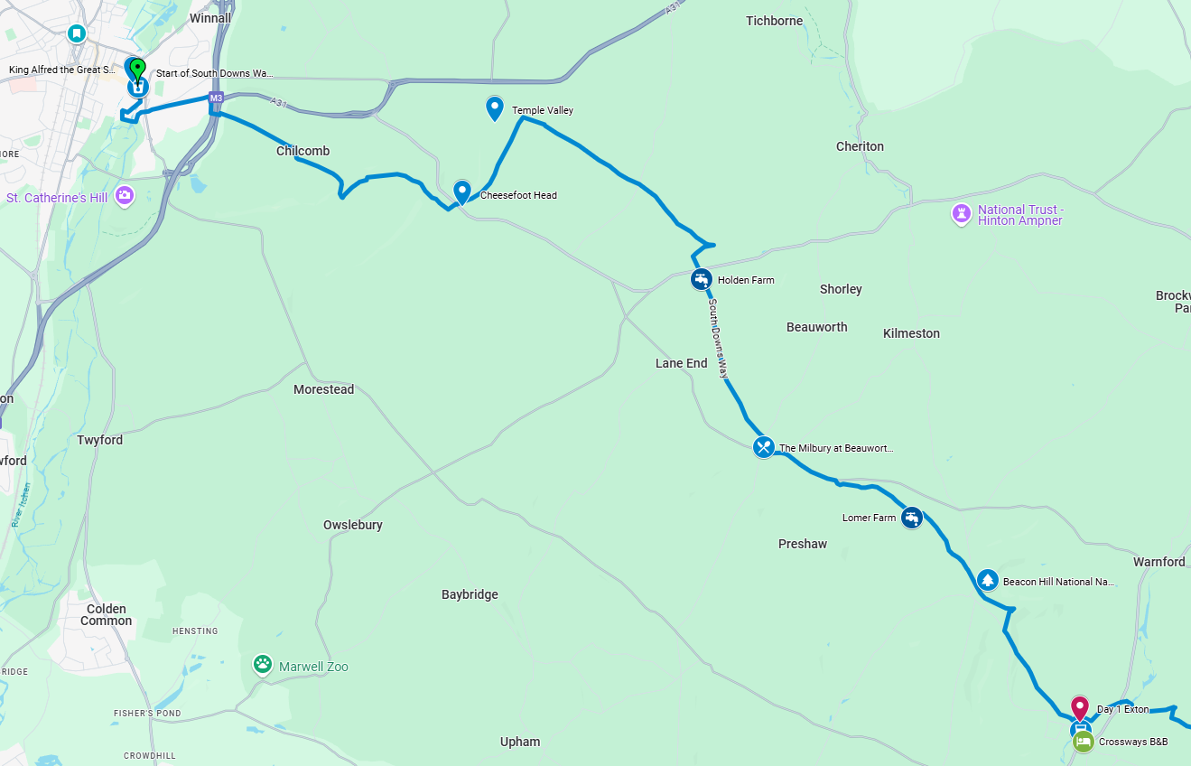 South Downs Day 1 route details