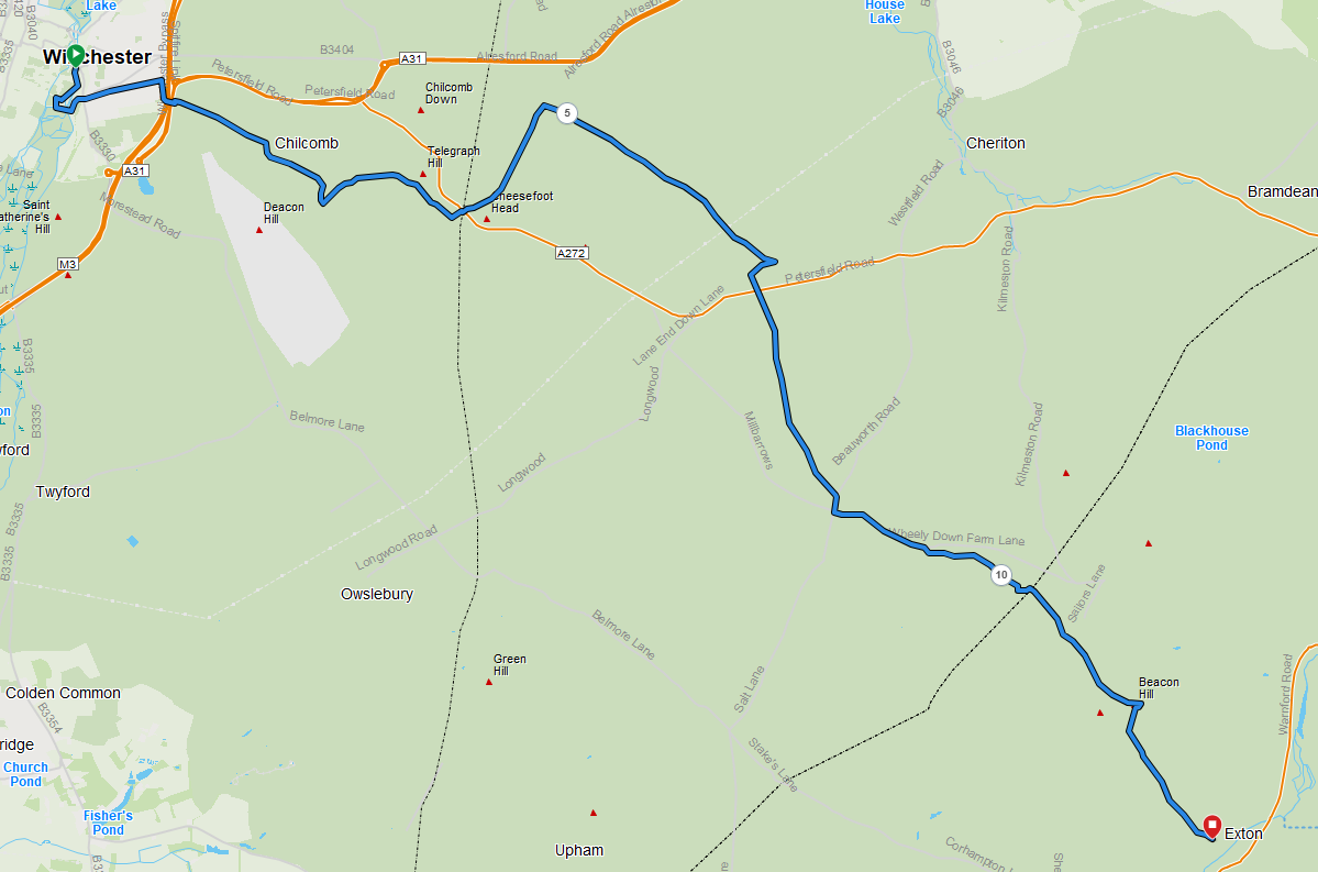 South Downs Way Day 1 route