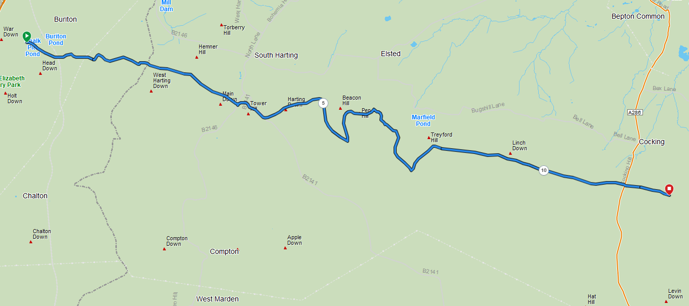 South Downs Way Day 3 route