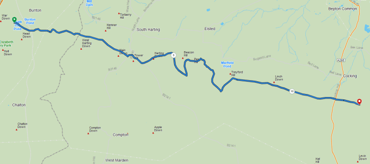 South Downs Way Day 3 route