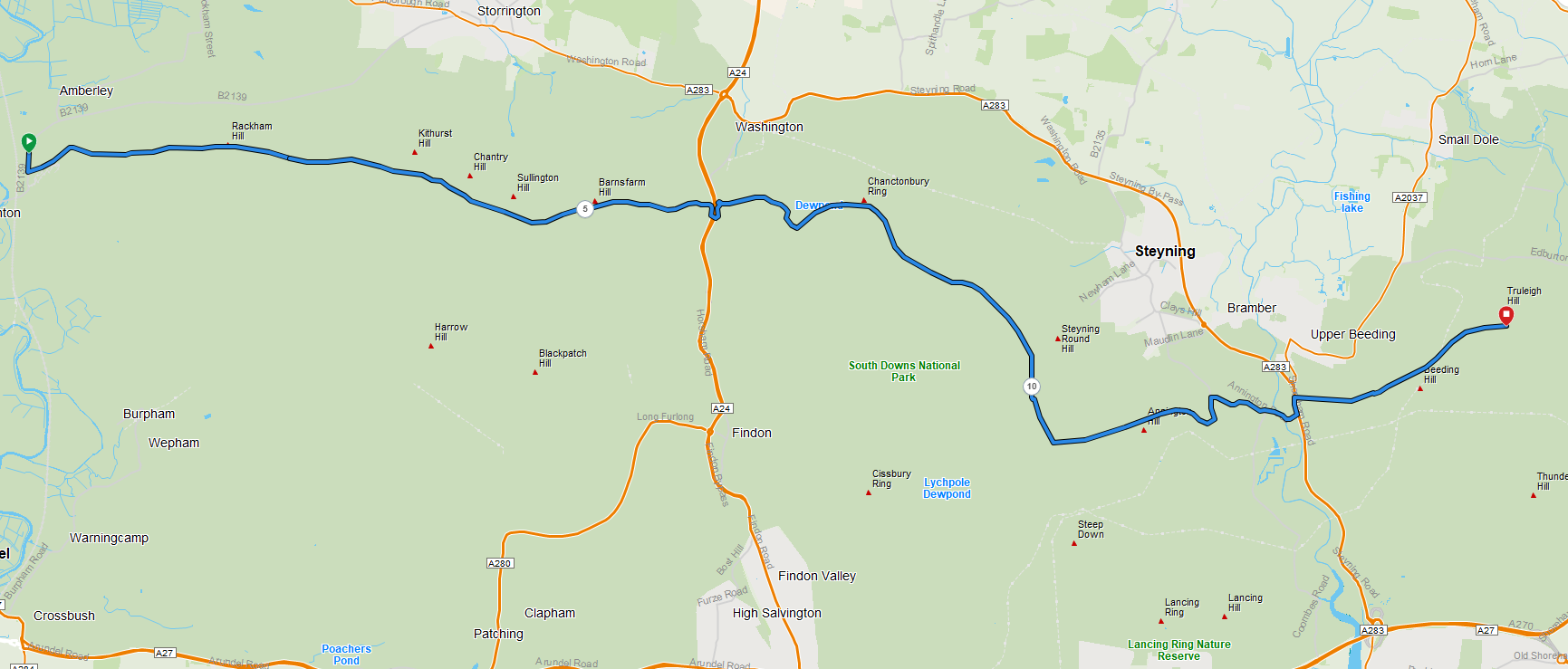 South Downs Way Day 5 route