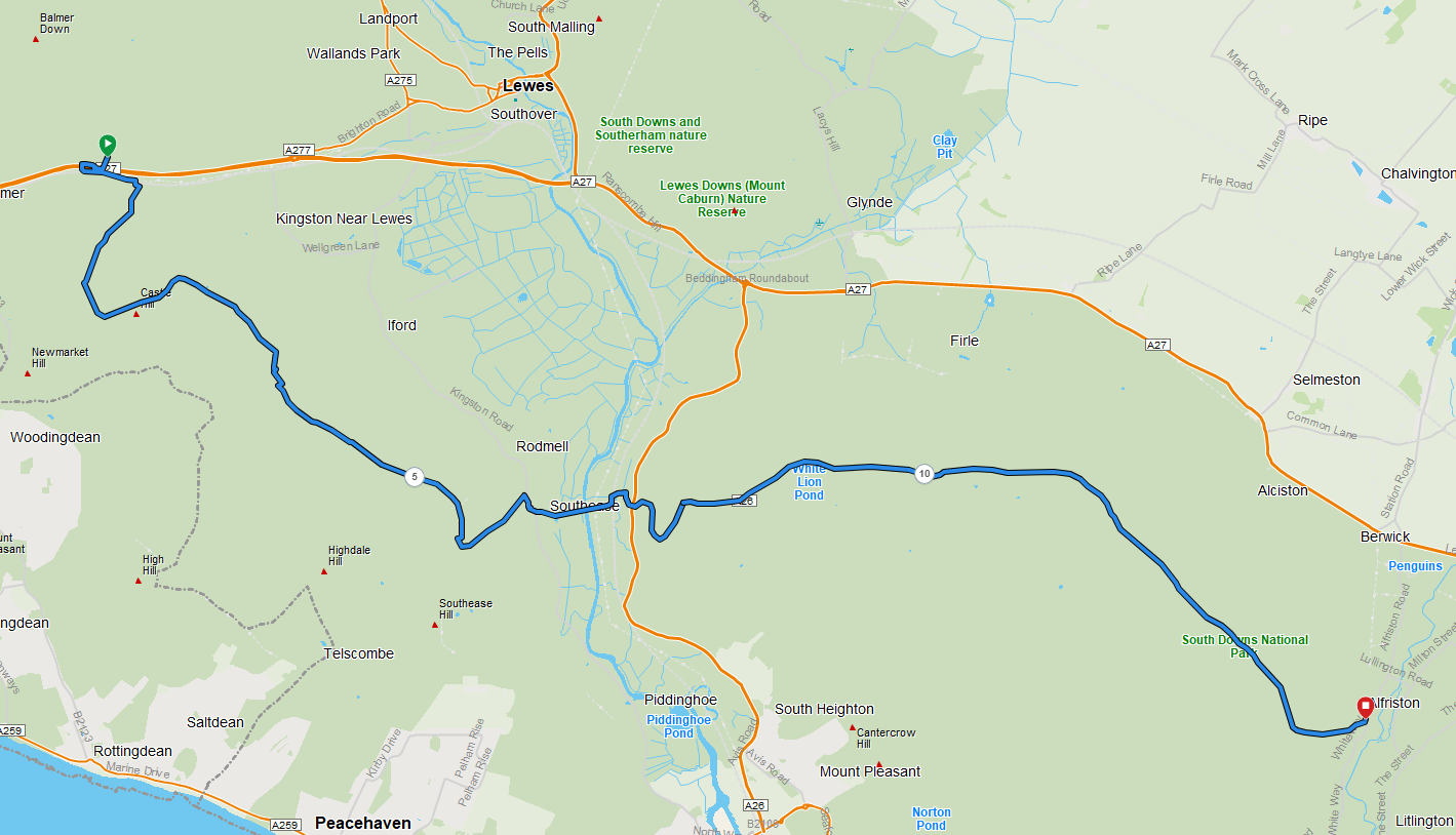 South Downs Way Day 7 route