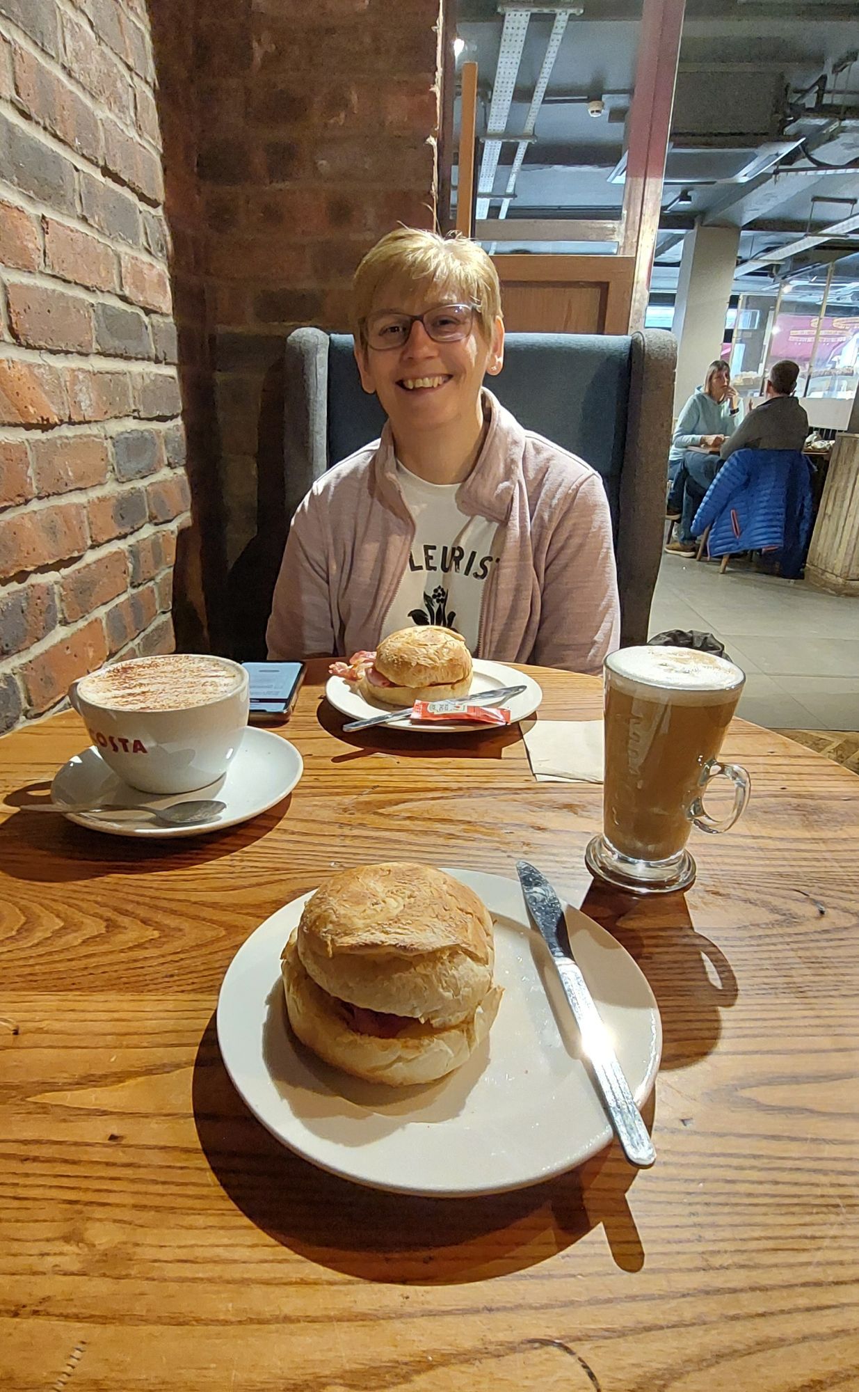 Coffee and bacon rolls