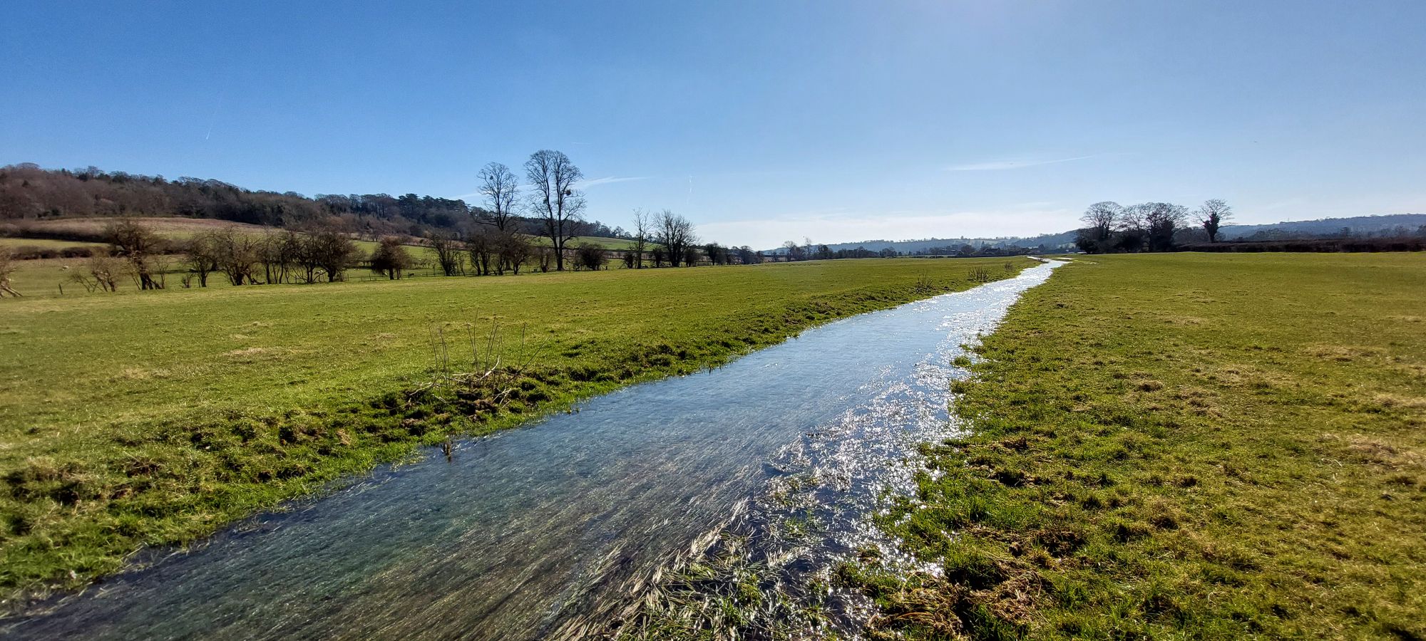 Farmer's fields near Hambleden with stream