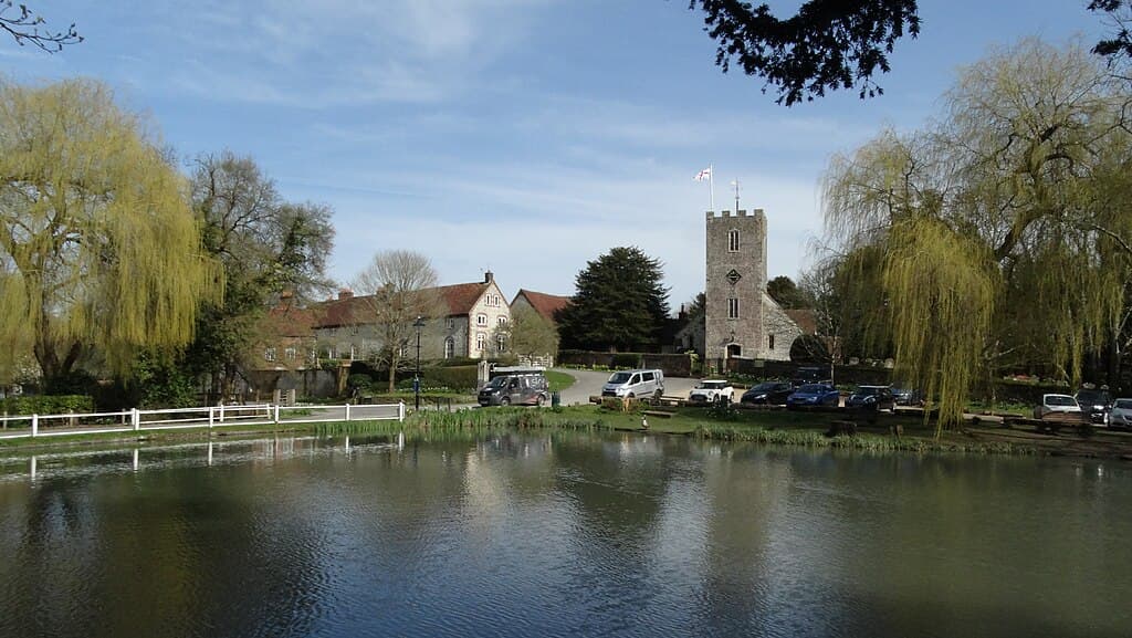 Buriton St Mary's Church village pond
