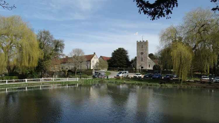 Buriton St Mary's Church village pond